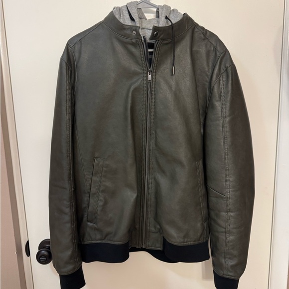 Zara Other - Faux Leather Jacket w/ Removable Hoodie